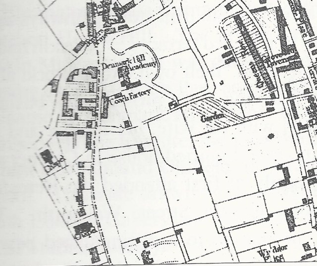 extract from 1842 Map of Camberwell by J Dewhirst.jpg showing Denmark Hill Academy